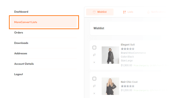 Tabbed Lists Settings - MoreConvert