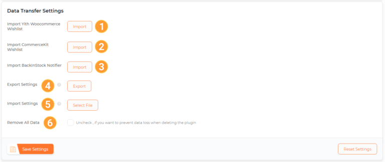 Data Transfer Settings - MoreConvert