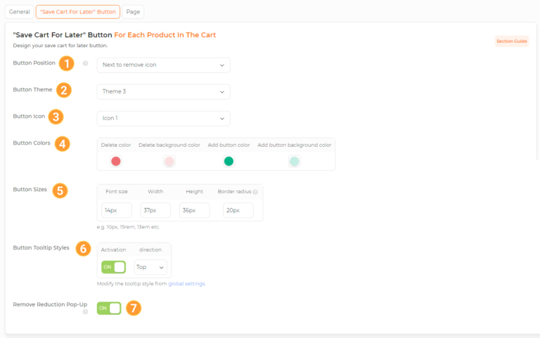 Save For Later | Button Settings